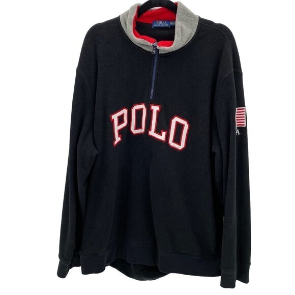 USA American Flag POLO Ralph Lauren Zip Fleece Sweatshirt Men's XXL - Picture 2 of 9